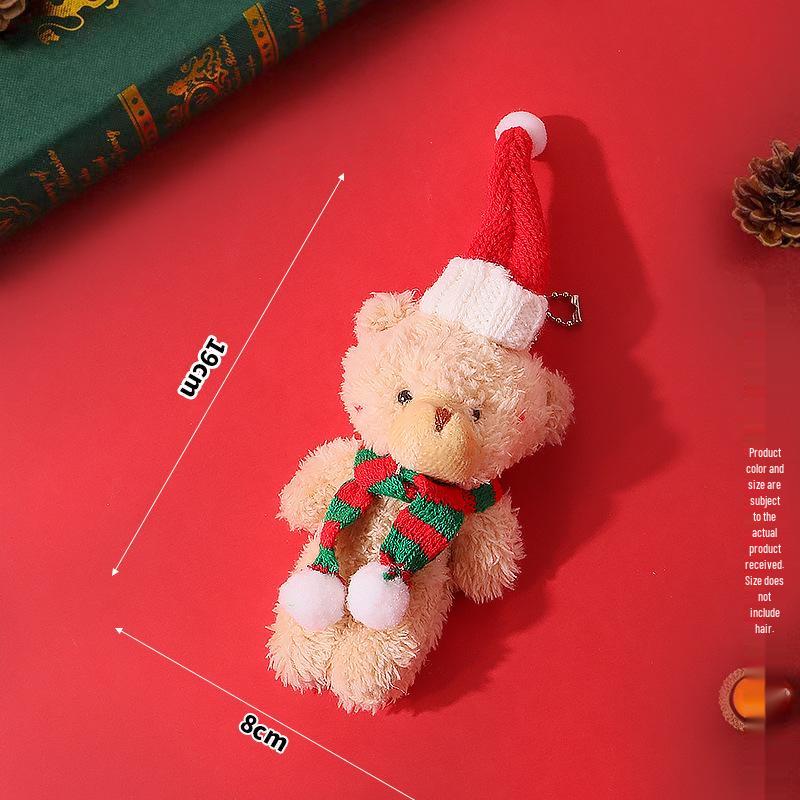 

Милый рождественский плюшевый медведь с румянцем, шарфом, комбинезоном и брелоком-подвеской - очаровательный подарок-мягкая игрушка