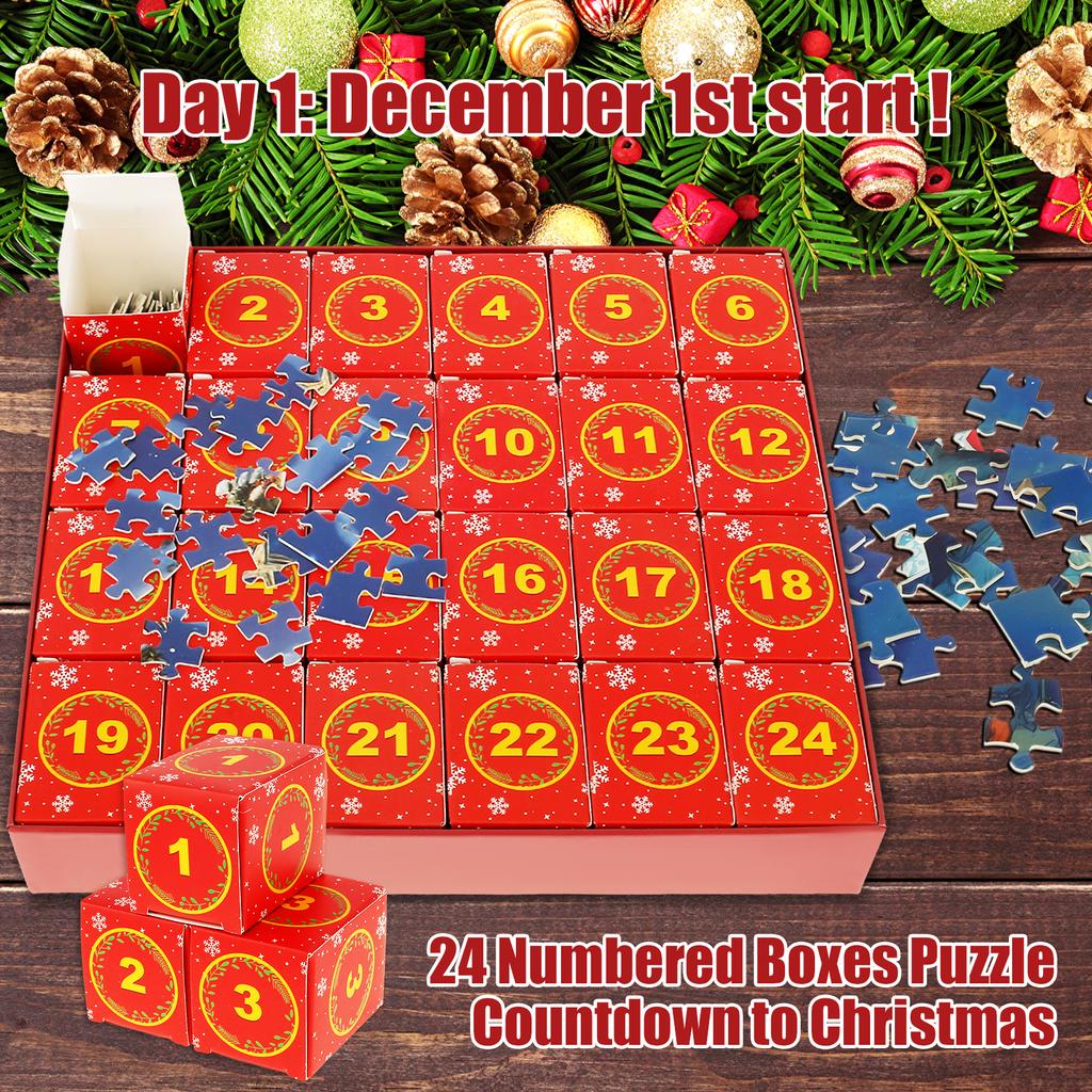 2025 Advent Calendar Christmas Puzzles Christmas Countdown Calendar Puzzles 1008 Pieces Christmas Puzzle In 24 Boxes Creative