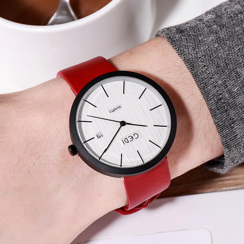 Men'S Belt Watch Fashion Single Calendar Quartz Waterproof Watch Personalized Simple Men'S Watch