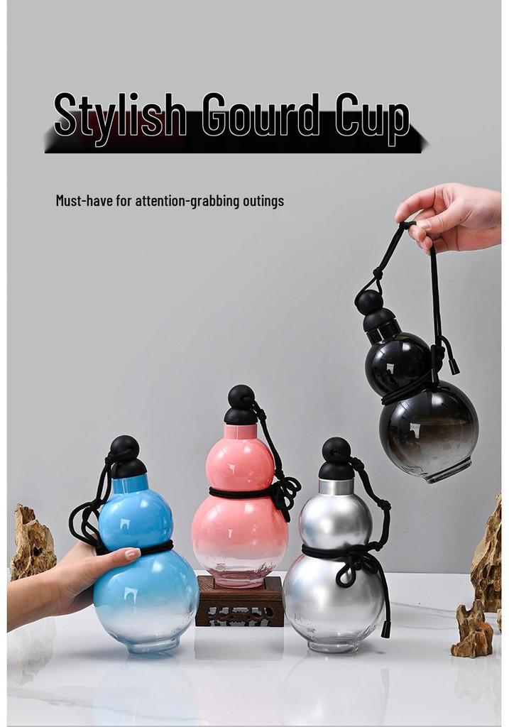 Purple Qi Sunrise Wukong Gourd Bottle - National Style Portable Water Cup