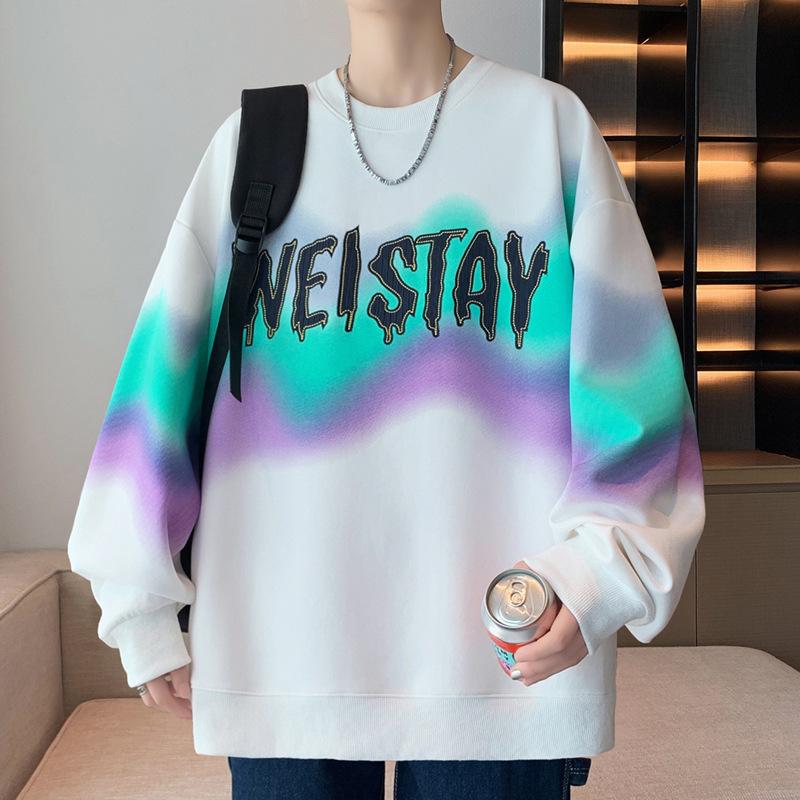 Teen Boys Junior High School High School Students Trend Hong Kong Style Autumn Clothes Loose Long Sleeve Crew Neck Sweater