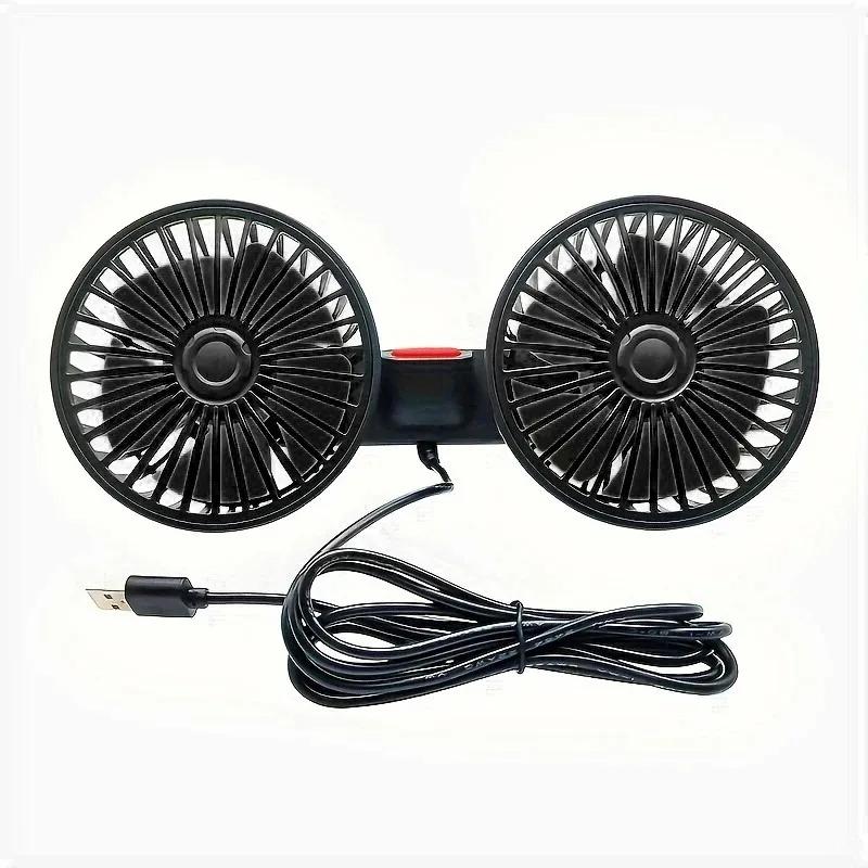 USB Charge Neck Cooler Fan - 360° 3-speed Dual Head, Car Seat Back Adjustable Rotation Home Accessories