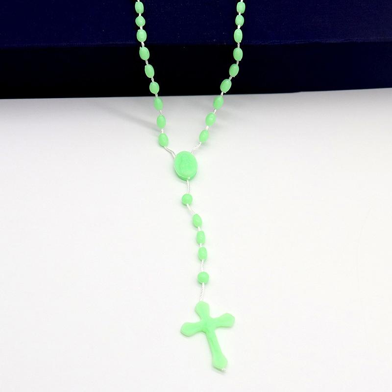 Luminous Catholic Christ Jesus Cross Plastic Rosary Crucifix Necklace Religious Church Decoration Wall Crosses Souvenirs Gifts