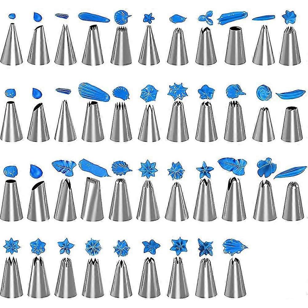 68-pieces Cake Piping Nozzles Tips Kits With 2 Reusable Piping Bags Icing Bag, 2 Coupler, 2 Flower Nail, 3 Plastic Scrapers And Storage Case, Stainles