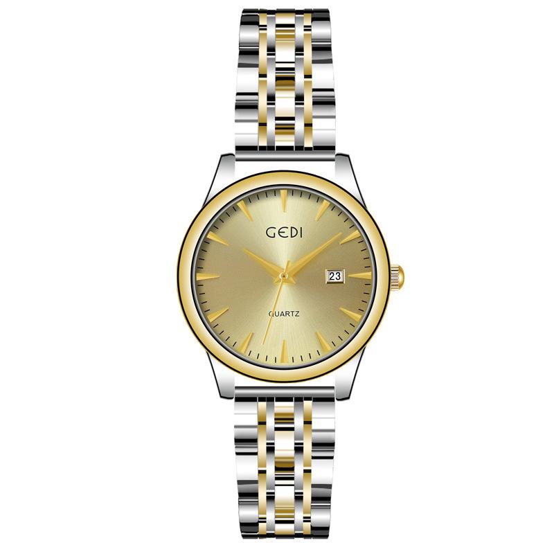 Couple Classic Steel Belt Watch Simple High-End Calendar Waterproof Quartz Watch High-Value Watch