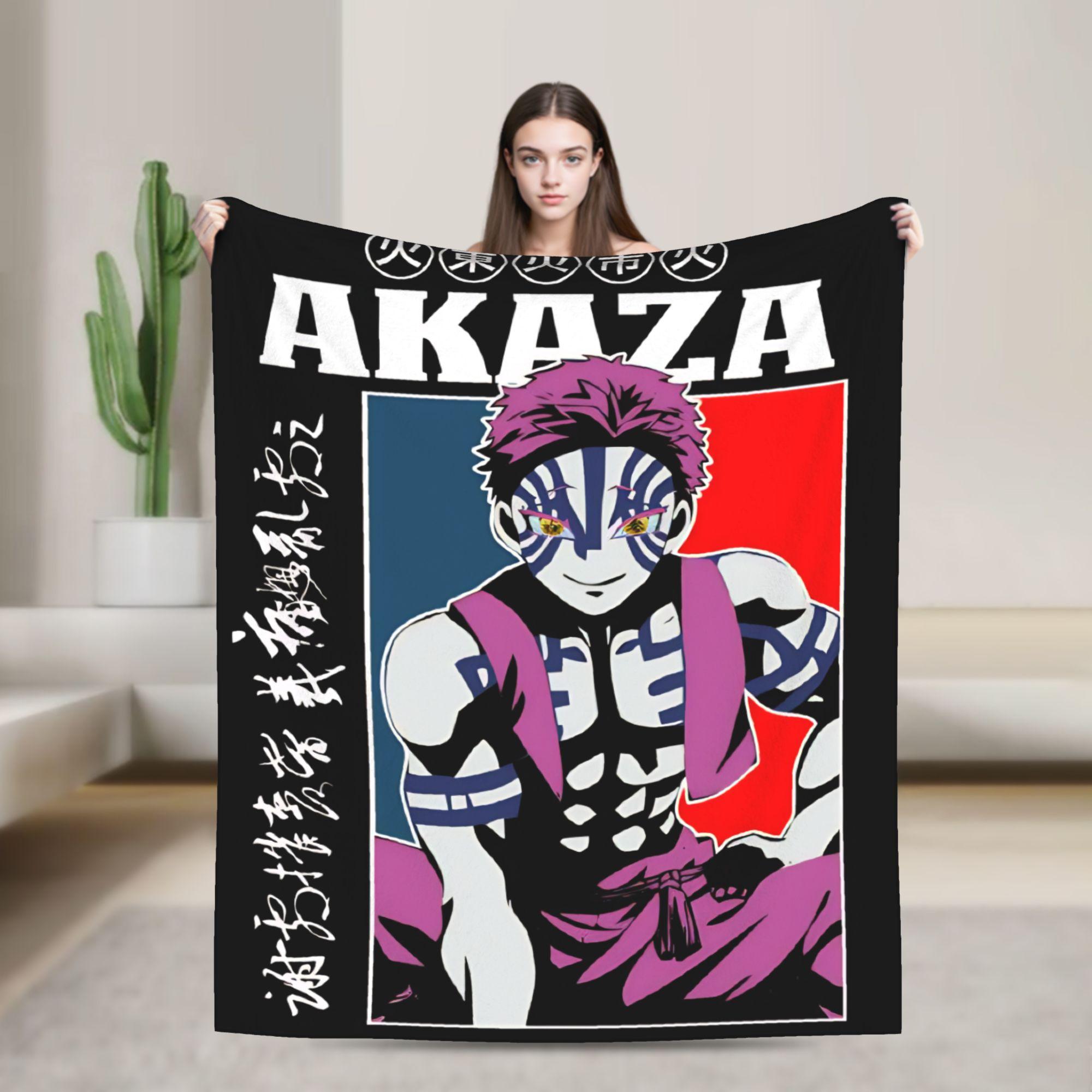 

Upper Rank 3 Akaza Flannel Blankets Demon Slayer Soft Bedding Throws for Outdoor Airplane Travel Fluffy Bedspread Sofa Bed Cover 30x40in