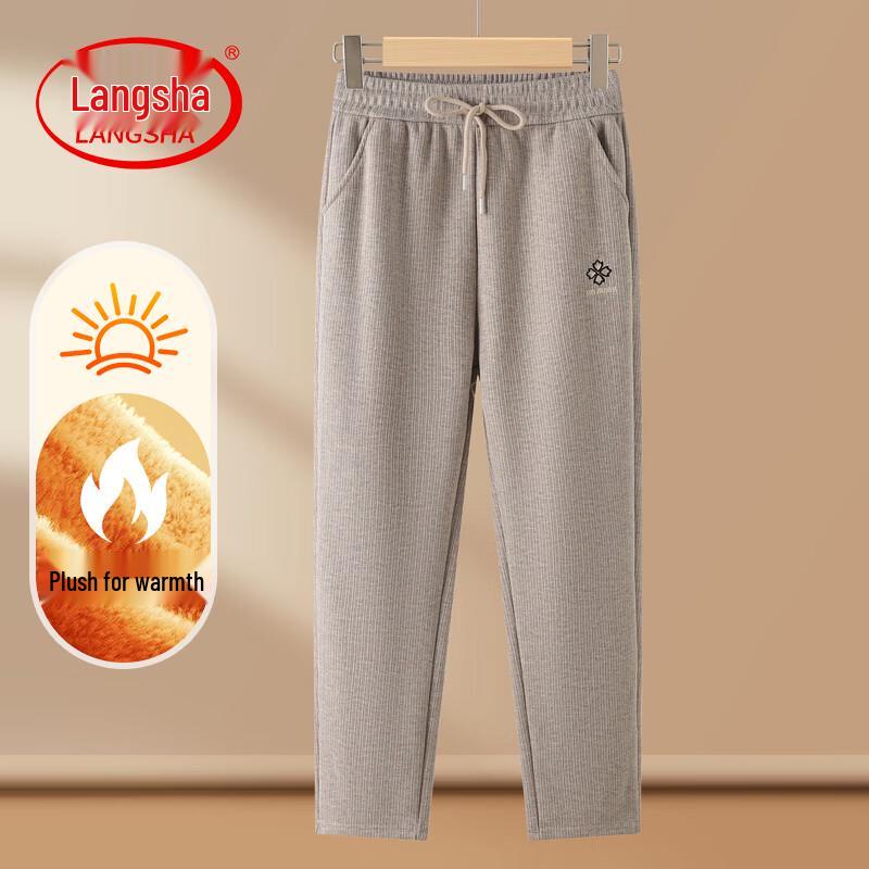 LangSha Women s Mid-Waist Plus Velvet Thickened Casual Pants 4XL