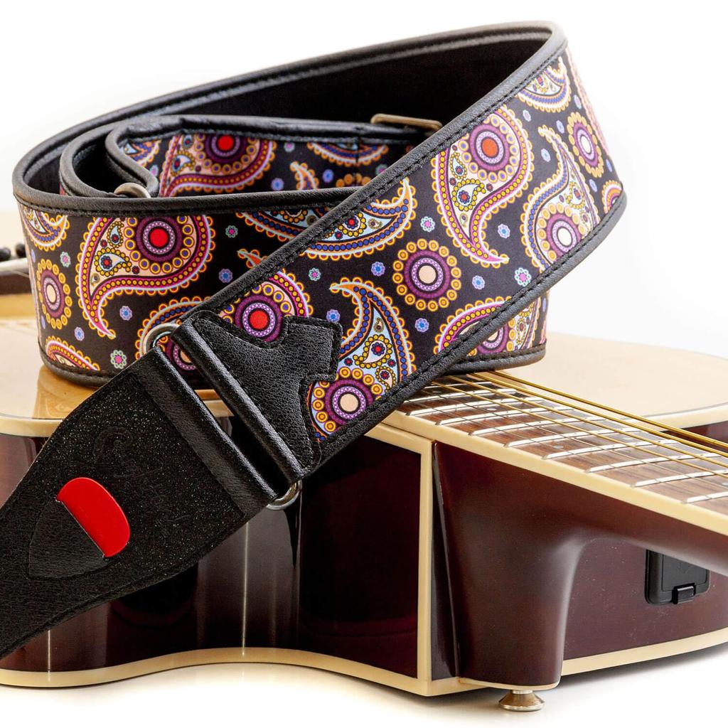 STRAPS 6cm KASHMIR GRS BLACK RightOn! Guitar/Bass Strap, Wide, 95-150cm,