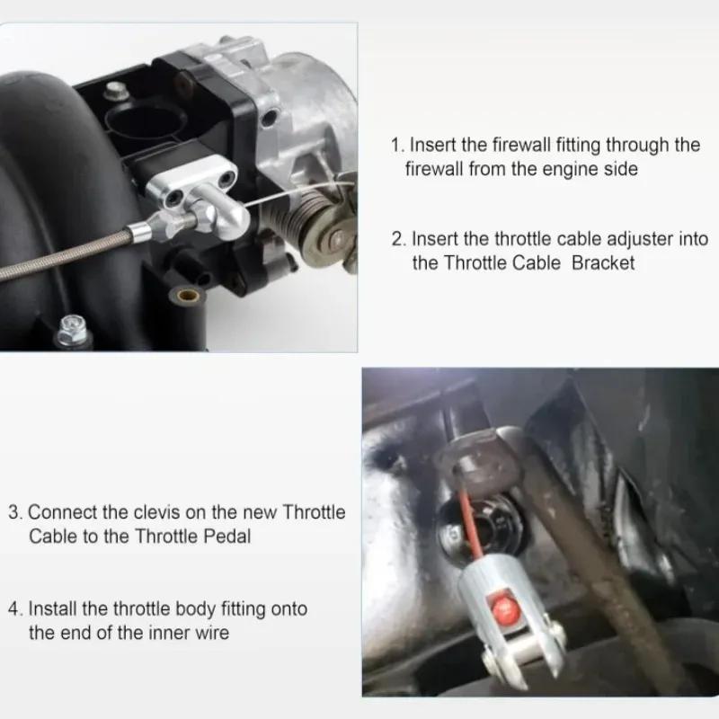 36 Inch Throttle Gas Cable Kit Stainless Steel Braided For 97-07 Chevrolet/Chevy LS1 Engine 4.8L 5.3L 5.7L 6.0L