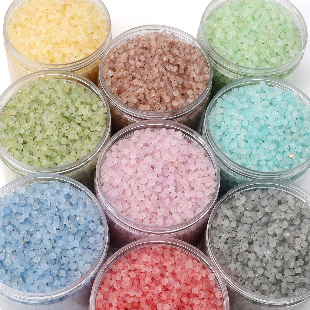 4mm Double Pointed Faceted Frosted Glass Beads DIY Handmade Creative Beading Loose Beads Bracelet Cell Phone Chain Accessories Lovely Colour