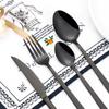 Black Cutlery Stainless Steel Western Tableware Mirror Knife Fork Spoon Dinnerware Kitchen Utensils 1/2/3/4/5 Set Flatware Plate