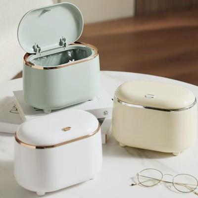 1Pc/Light Luxury Press-Type Desktop Trash Can, Mini Compact Portable Storage Bin for Desktop Cleaning