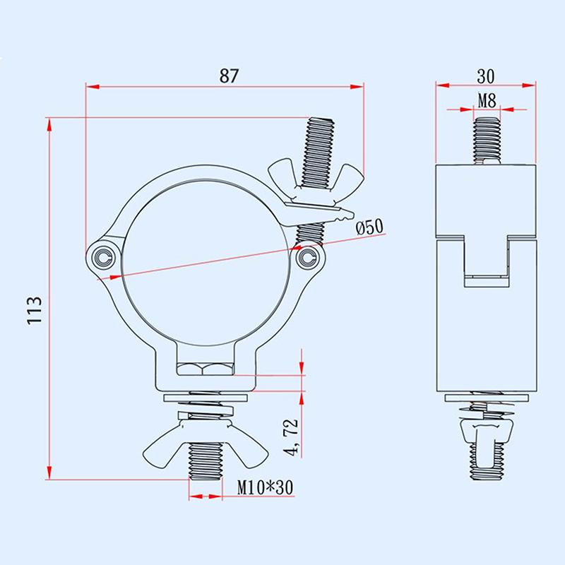 Hliníková svorka Truss Držák osvětlení Háky Osvětlení pódia O Drápy 48-51mm Trubková svorka Hák Mobilní DJ Pohyblivá hlava Bodové světlo