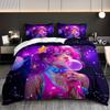 3pcs Anime Girl for galaxy Bedding Duvet Cover Set Zodiac Constellation Bedding Quilt Set Cute Girl Themed Bed Quilt Set Space