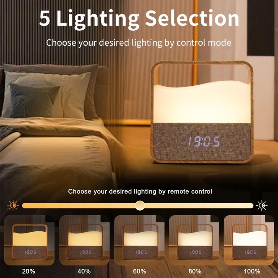 Portable Led Table Lamp Rechargeable Desktop Night Lights with Clock Time Display Sleeping Bedside Light Portable Room Light