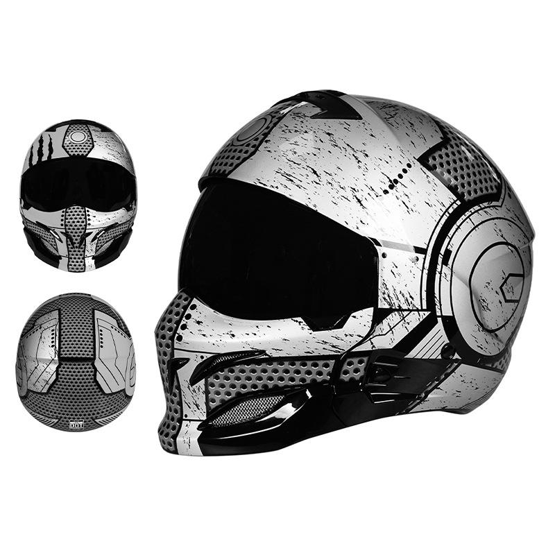3C Certified Full Face Retro Motorcycle Helmet for All Seasons - Men's and Women's Scorpion Combination Half Helmet