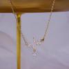 Paved Heartbeat Wave Pendant with Solid Heart and Dangle Round Stone Women Cable Chain Clavicle Necklace