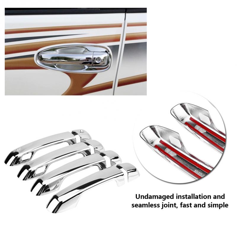 8 Pcs Silver Chrome Car Chromium Electroplating Door Handle Cover Trim for Toyota Land Cruiser Prado 2010-2018 Car