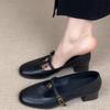 Pink Low-heeled Small Leather Shoes Shallow Single Shoes Women's 2025 Spring New Soft Leather Women's Shoes T-strap Mary Jane Shoes Women's