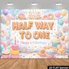 2D Pastel Half Way To One Backdrop Dessert & Balloons Banner