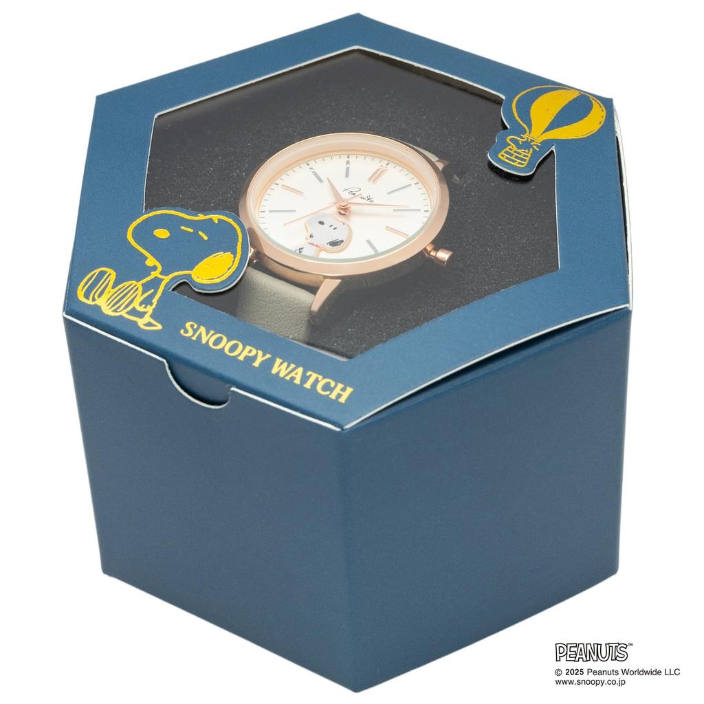 FIELD WORK Snoopy Analog Watch Leather Belt 2-Layer Watch G Gray PNT-048-2