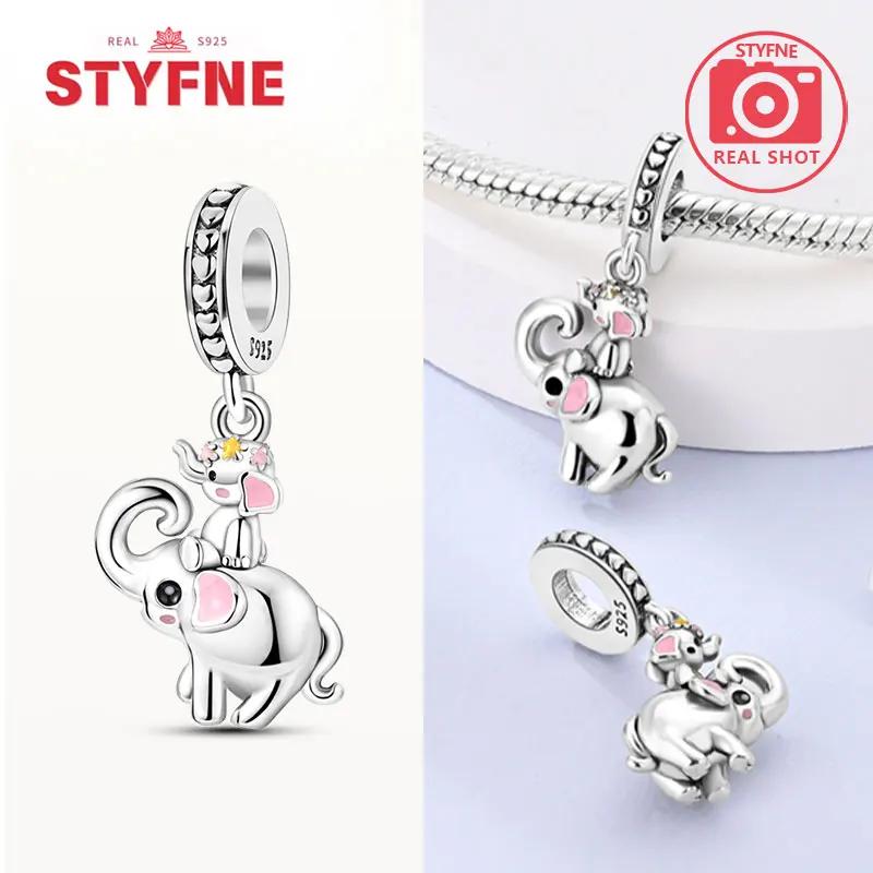 Copper Zirconium&Colorful Elephant Dangle Charm Fit Original Bracelet Diy Fine Jewelry Exquisite Gifts For Women