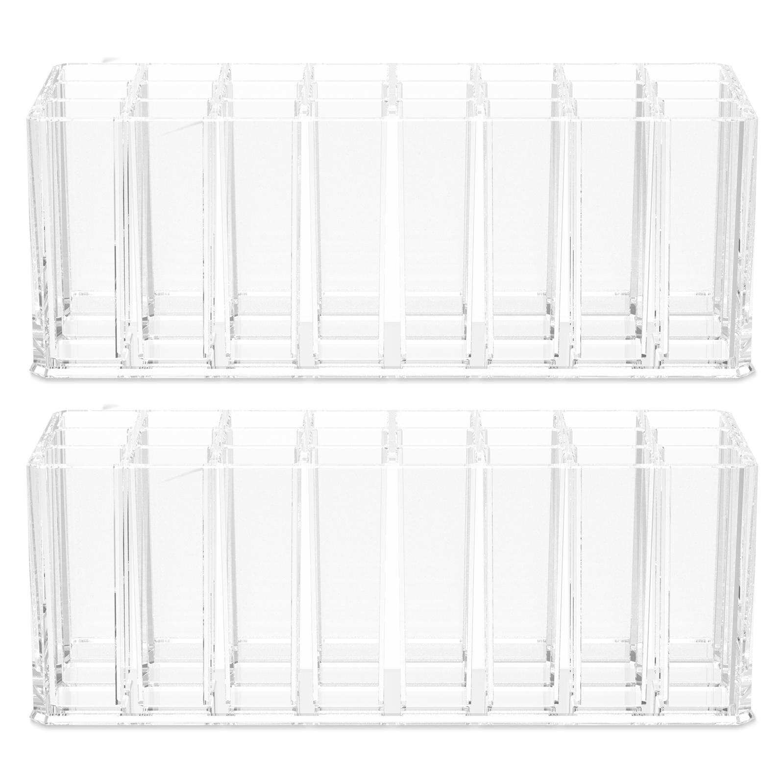

2Pcs 24 Grid Lipstick Holder Acrylic Cosmetics Storage Box Makeup Nail Polish Organizer Makeup Brush Eyeliners Pen Display Stand