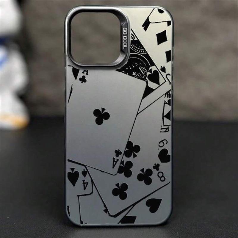 Barevný stříbrný přeshraniční pouzdro na telefon s hracími kartami kompatibilní pro Apple 15 matné 13/15 11 Pro Max kreativní kryt