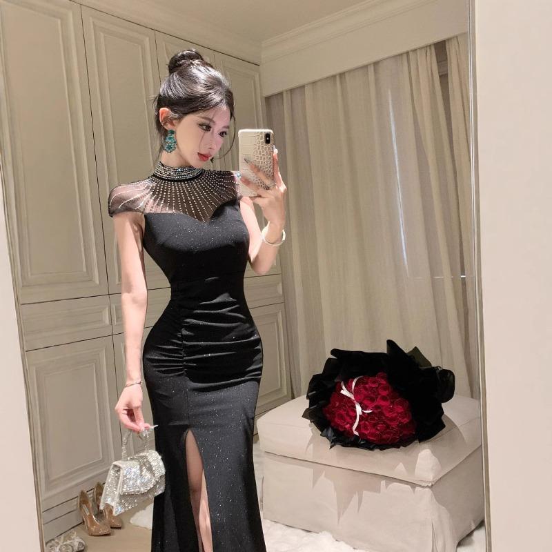 High-end Evening Dress, Elegant Temperament and Thin Art Test Banquet, Wedding Birthday Host, Hot Diamond Fishtail Dress