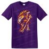 Flaming Lion Head Bones Graphic T Shirt Unique Animal Design Fire Tee