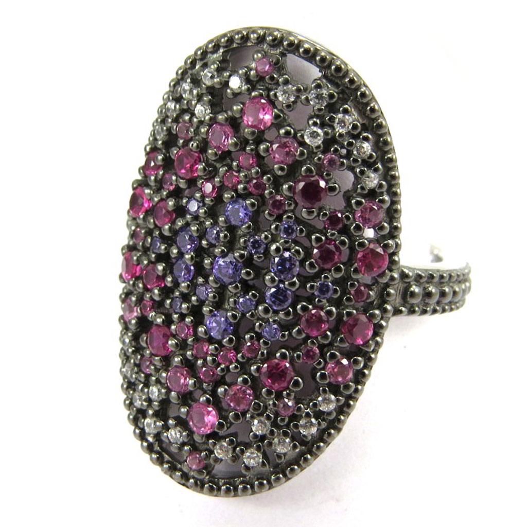 Black Purple 'Sappho' Silver Ring