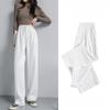 Fashion New Solid Straight Casual Wide Leg Pants Women Elegant Slim Fit High Waist Suit Pants Women Pockets Simple Office Ladies Trousers 25896