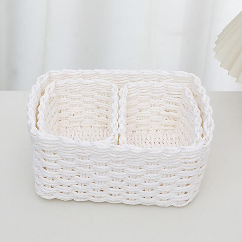 3Pcs Handmade Straw Woven Soft Round Paper Rope Storage Basket for Organizing Decorative Storage Bins Office Storage Box 2025