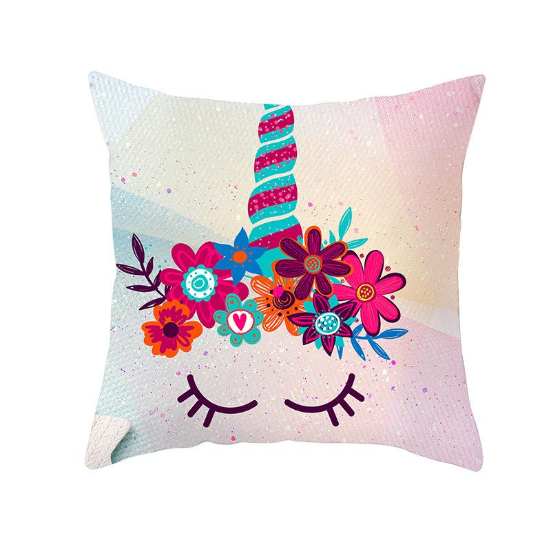 Time Cartoon Home Decor Pillow Purple Unicorn Pillowcase Rainbow Sunrise Sofa Cushion Cover