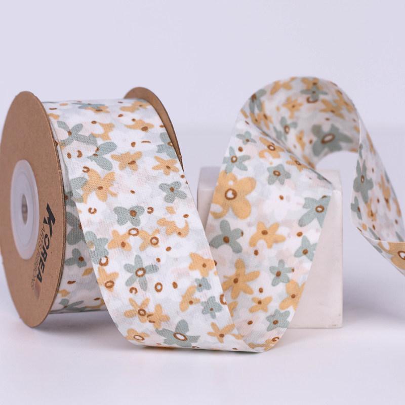 Small Flower Wavy Edge Ribbon Printed Butterfly Clip Hairpin Diy Gift Wrap Ribbon Raw Material Ribbon