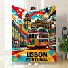 Lissabon Portugal Tram Deken slaapkamer Deken voor Woonkamer Bank lunchpauze Zachte plaid voor Vriend's festival Cadeau