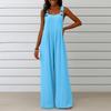 Women's Fashionable Solid Color Wide Leg Overalls Sleeveless Vest Pocket Casual Jumpsuit