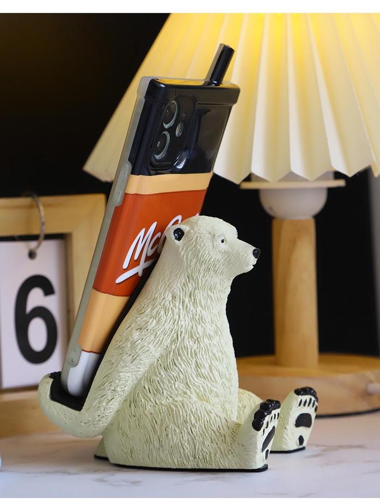 Creative Resin Polar Bear Phone and Tablet Stand Holder Craft