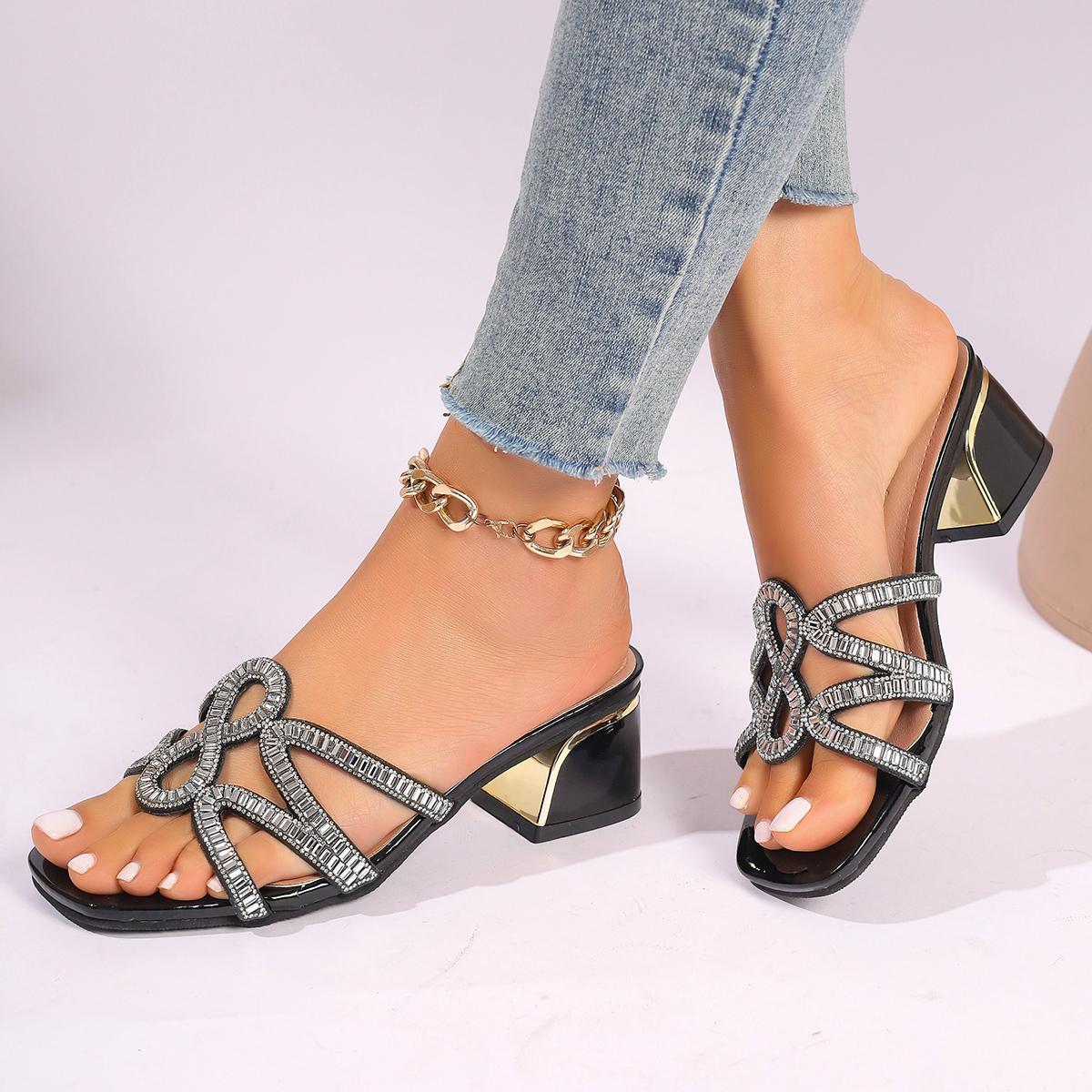 Модные европейские и американские босоножки со стразами — фото 3