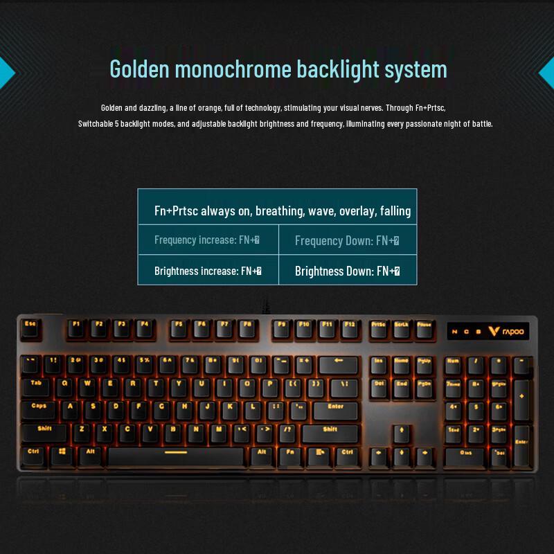 Rapoo V500PRO 104-Tasten Kabelgebundene Mechanische Gaming-Tastatur mit Hintergrundbeleuchtung