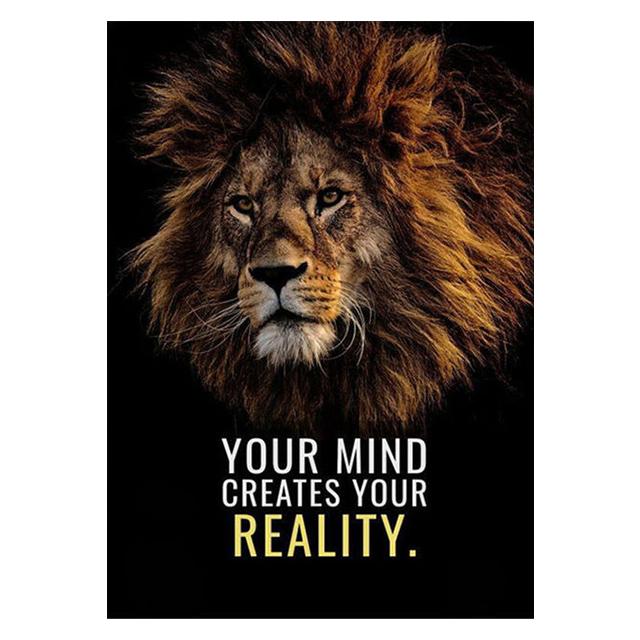 Lion Animal Decoration Mural Inspirational Language Poster Canvas Painting and Living Room Wall Art Prints for Modern Home Decor No Frame