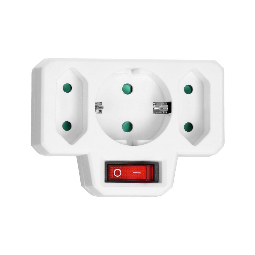Rozgałęźnik 1X2P+Z, 2X2P/Ii Z Włącznikiem Or-Ae-13191(Gs) Schuko