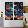 2PCS Starry Sky Crescent Exotic Lantern Curtains   Mysterious Style   Bedroom and Living Room   Drawbar Pocket Decorative Curtains