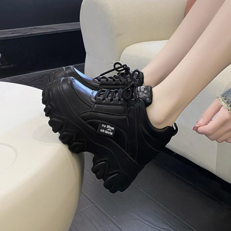 Scarpe con Zeppa a Muffin, Rialzo Interno, Scarpe da Papà, Moda Primavera e Autunno da Donna, Stringate, Scarpe Sportive Casual, Scarpe da Studente