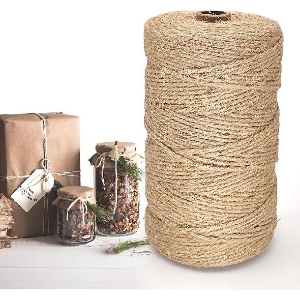 Twine String, 3mm 820FT Jute Rope for Handmade Arts Crafts Gift Wrapping, Burlap String for Gardening Climbing Plant, Hemp Cord for Halloween 2mm 1148FT