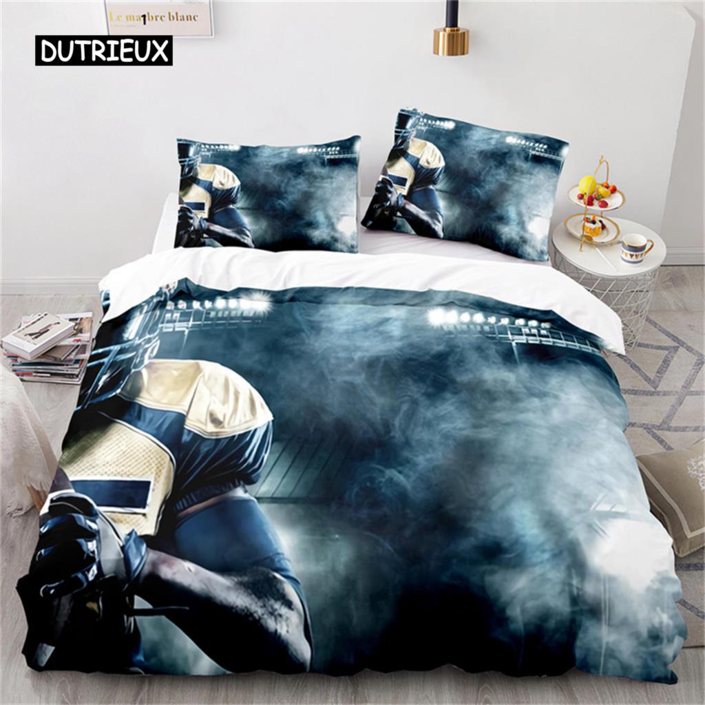 Twin Boy Sports Duvet Cover Football Bedding Set Microfiber Ball Sport Comforter Cover For Kids Teen Men Gifts Bedroom Decor