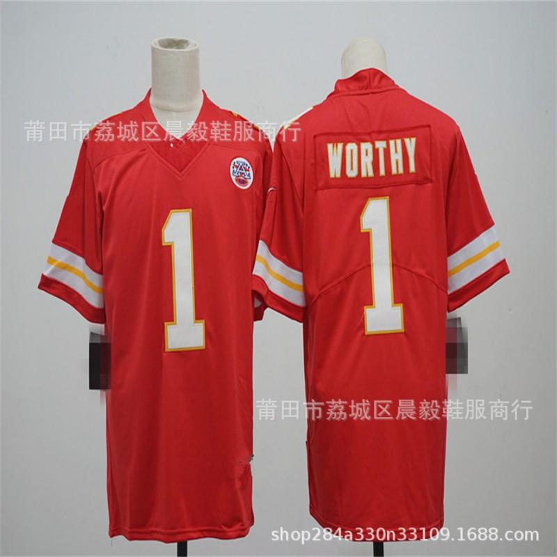 Kansas City Chiefs NFL Koszulka Piłkarska Mahomes 15 Kelce 87 Haftowana Bawełniana Męska Koszulka Sportowa Drużynowa