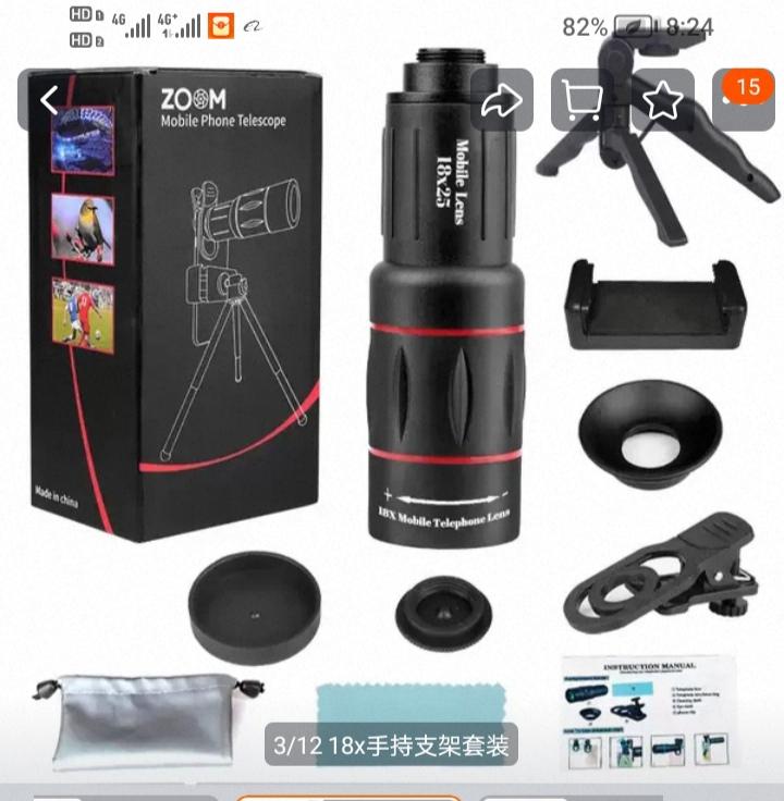 Durafoto HD 18X Telephoto Lens Kit Universal Clip-on Phone Lens with Lens Hood & Aluminum Tripod for Smartphone Photography