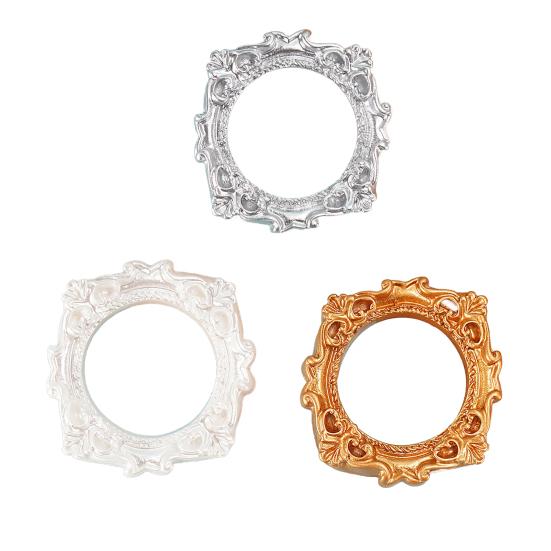 Vintage Mini Picture Frame Retro Resin Miniature Photo Frame Square Tiny Picture Frame for DIY Jewelry Craft Projects Phone Case Decoration