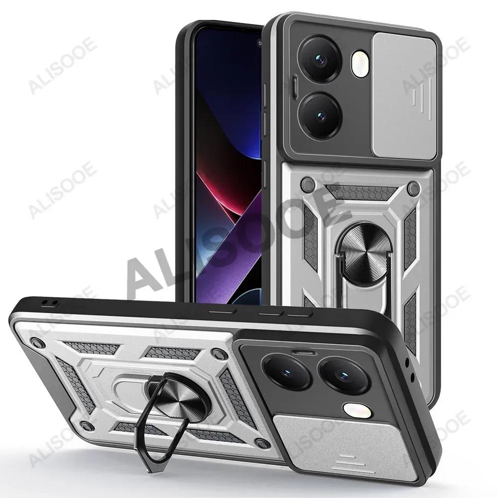 Schiebe-Kameraabdeckung für POCO X7 Pro 5G Hülle Armor Ringständer Vollschutz Rückseite Capa für Xiaomi POCO X7 Pro Funda